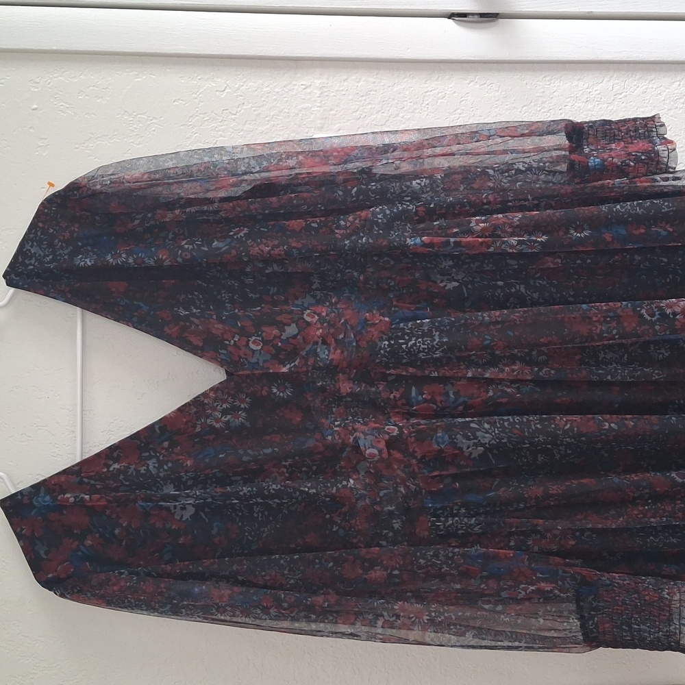 Women's Long Sleeve Maxi Dress in Dark Floral - Picture 5 of 16
